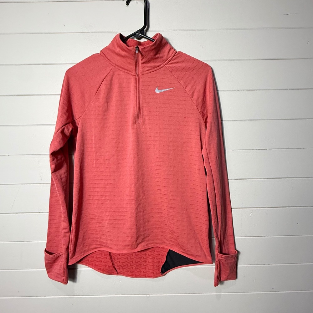Nike Therma-FIT Running Women XS Pink 1/4 Zip Pullover Thumbholes
